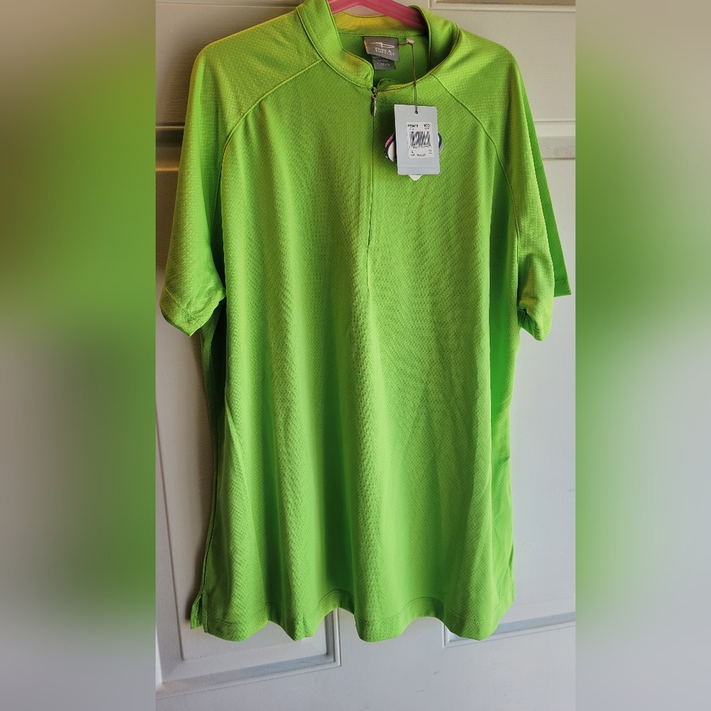 Boys Lime Green Zip-Front Performance Shirt
